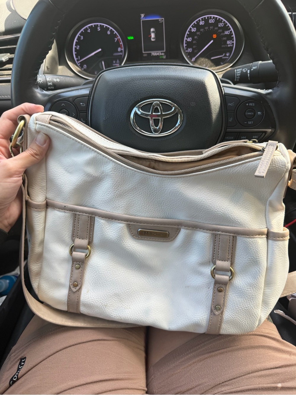 Marc Jacobs Cream and Beige Crossbody Bag with Gold Hardware